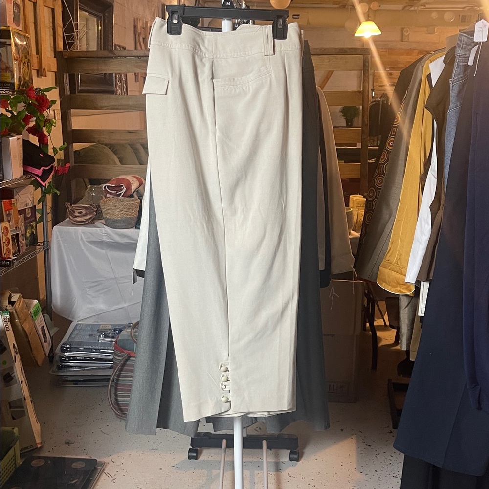 Beige Button-Detail pants